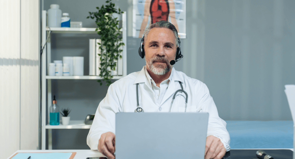 a doctor smiling